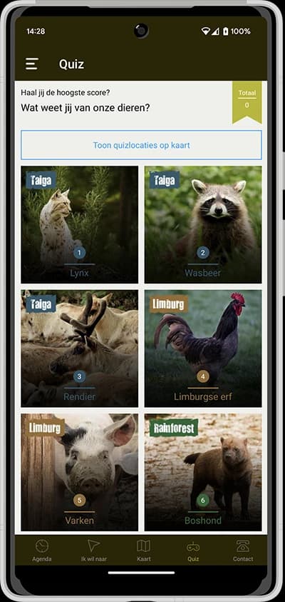 Screenshot of the GaiaZOO app