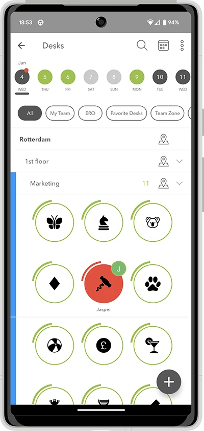 Screenshot of the iotspot app