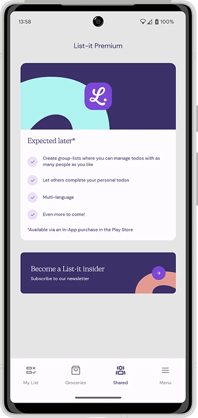 Screenshot of the List-it app