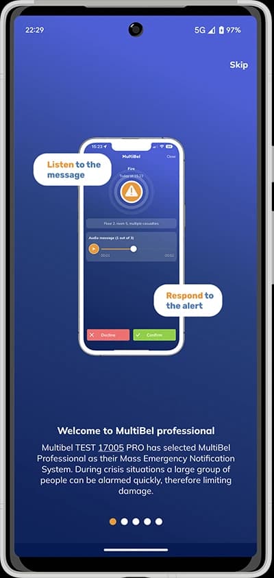 Screenshot of the Multibel app
