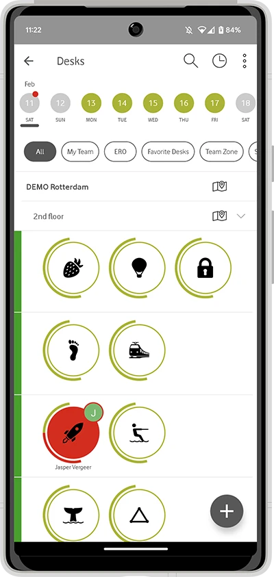 Screenshot of the Office Spaces app