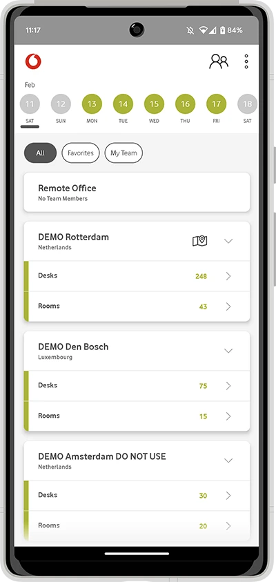 Screenshot office spaces app
