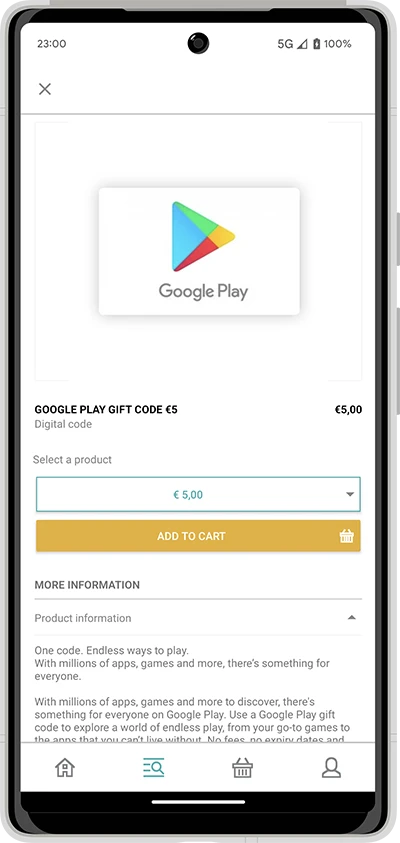 Screenshot of the Startselect app