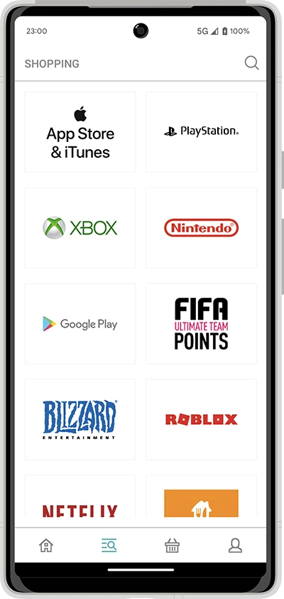 Screenshot of the Startselect app