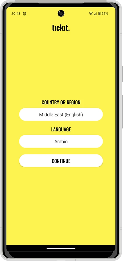 Screenshot of the Tickit app
